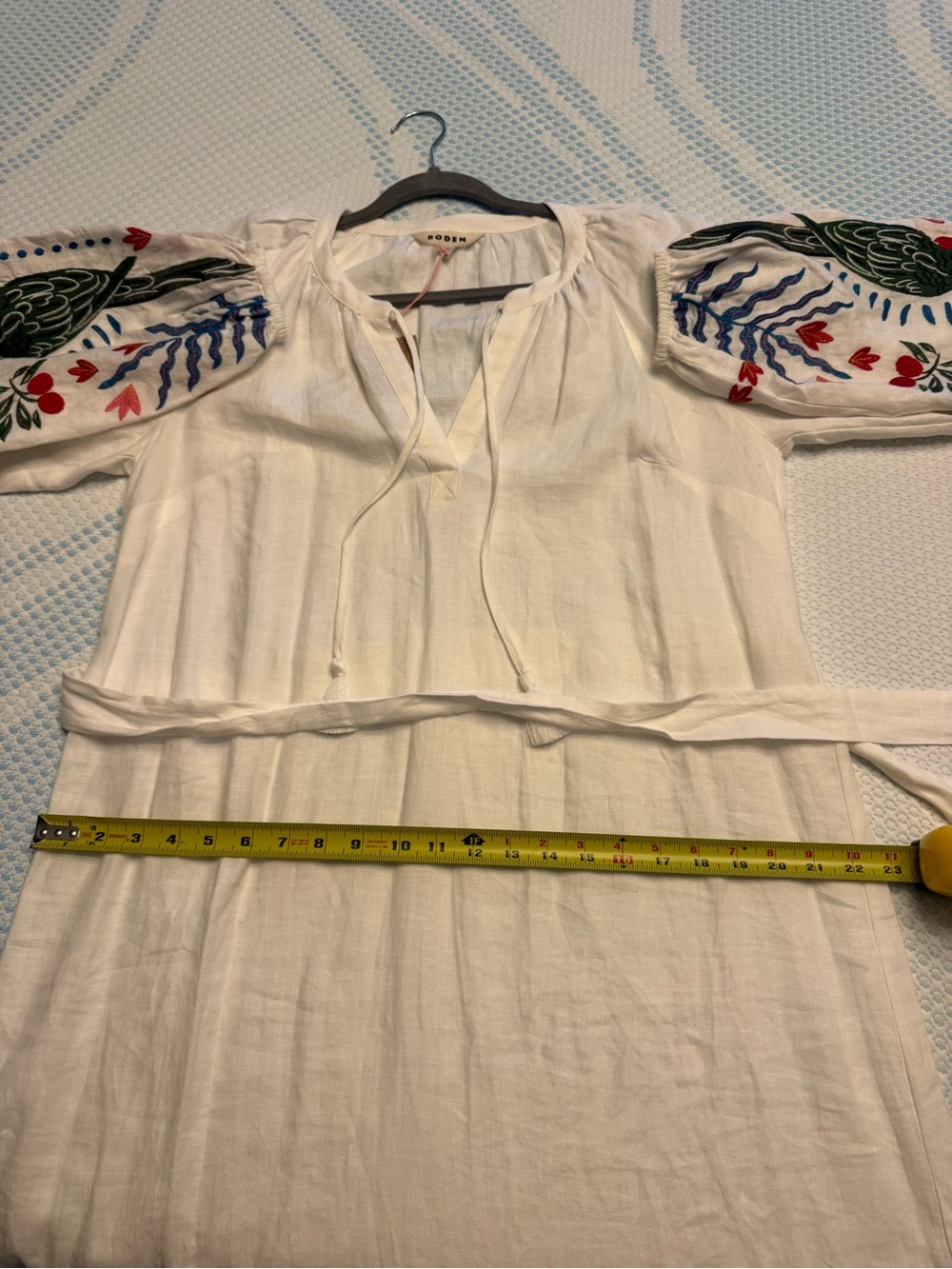 Boden Embroidered Linen Tassel Dress - Picture 7 of 9